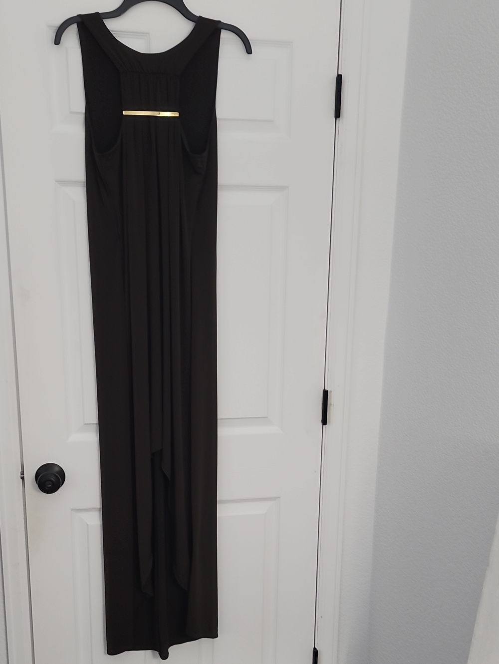 Michael Kors Black Sleeveless Maxi Jumpsuit with Gold Bar Detail